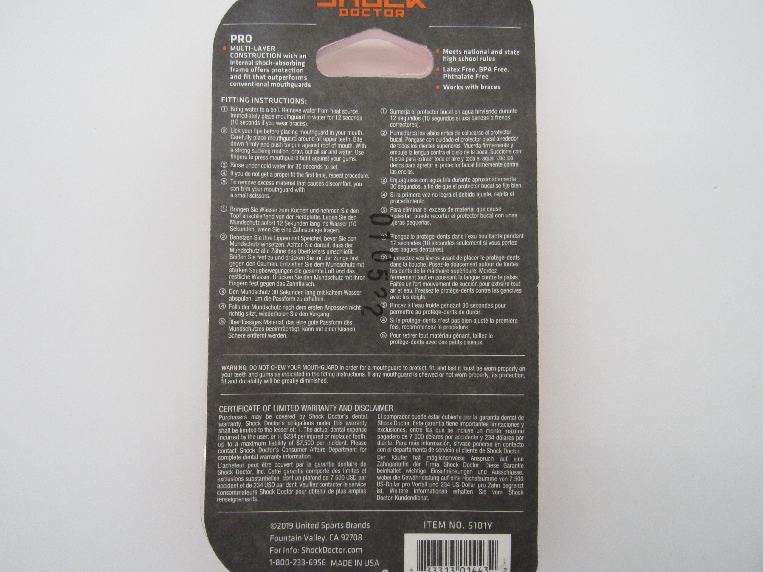 Shock Doctor Pro Strapped Youth 10+ Mouth Guard with Strap - Image 2