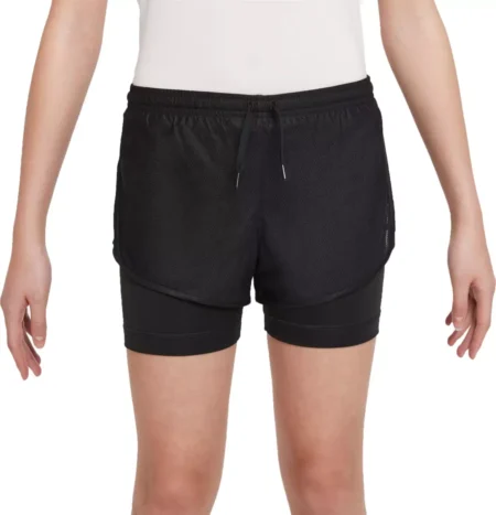 Nike Girls' Dri-FIT Tempo 2-in-1 Training Shorts - XL - Black