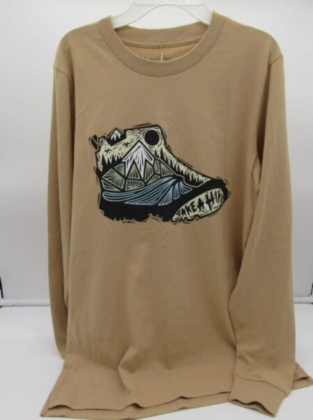 Woosah Adult Take A Hike Long-Sleeve Graphic Shirt - Small - Tan