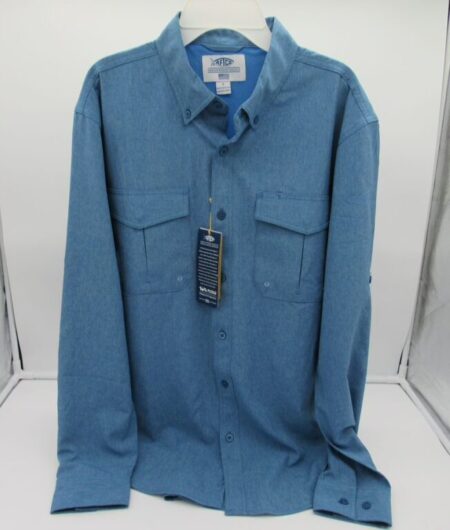 AFTCO Mens' Long-Sleeve Button-Up Mesh Interior - Small - Skylark