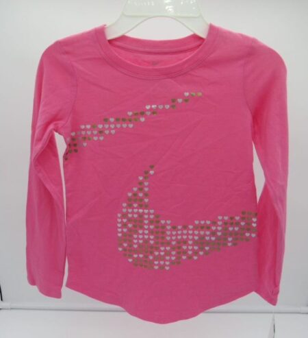 Nike Girls' Heart Swoosh Long-Sleeve Shirt - Size 6X - Pinksicle