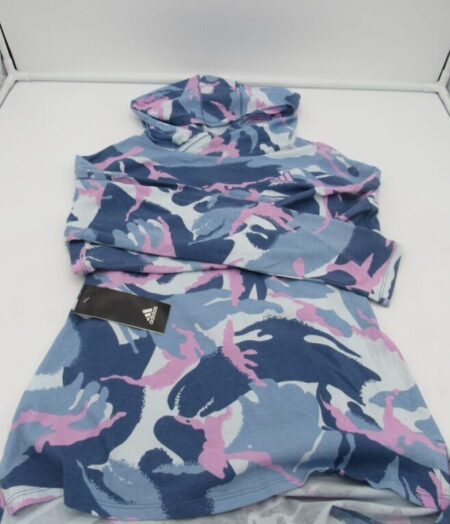 Adidas Girls' Graphic Camo Long-Sleeve Hoodie Shirt - XL - Crew Blue