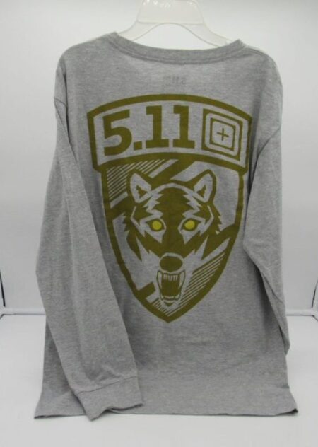 5.11 Tactical Men's Mountain Wolf Long Sleeve Graphic Shirt - Small - Heather Grey