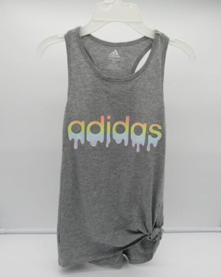 Adidas Girls' Tie Front Tank - Large - Grey Goopy HBR