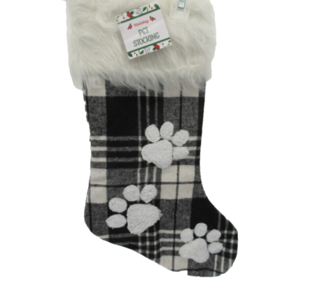 Meijer Holiday Pet Stocking - B&W Plaid
