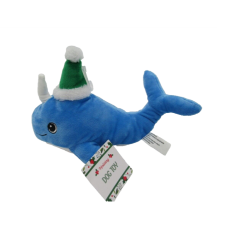 Holiday Dog Toy Plush Narwhal