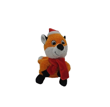 Holiday Dog Toy Plush Fox