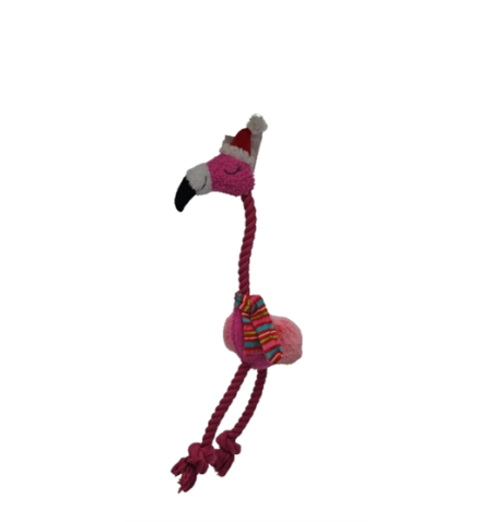 Holiday Dog Toy Rope Flamingo