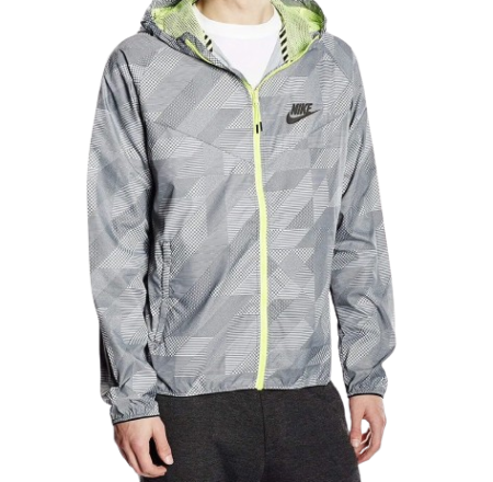 Nike Mens Printed Windrunner Full Zip Jacket Black/Grey/Neon Green