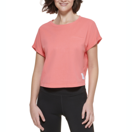 Calvin Klein Performance Bungee Hem Pocket Cotton Pink T-Shirt - Medium