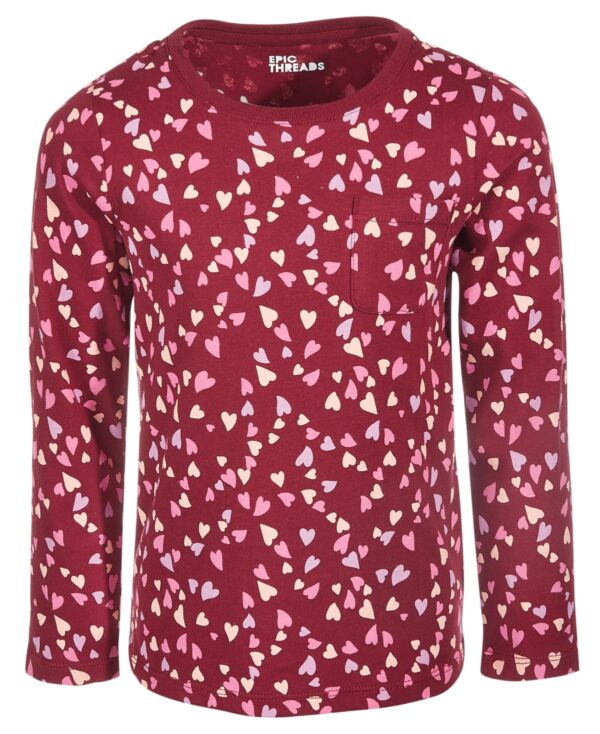 Epic Threads Toddler & Little Girls Heart Printed Long-Sleeve Pocket T-Shirt