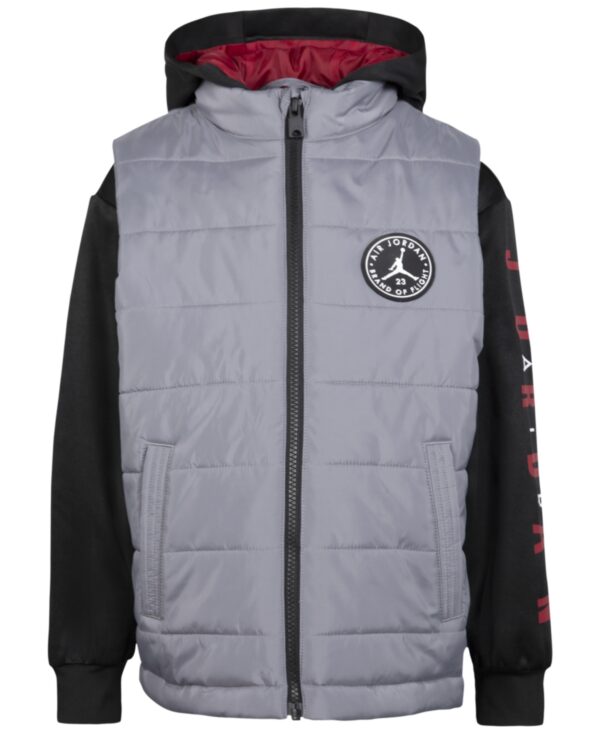 Jordan Little Boys Hooded 2Fer Puffer Jacket - Image 2
