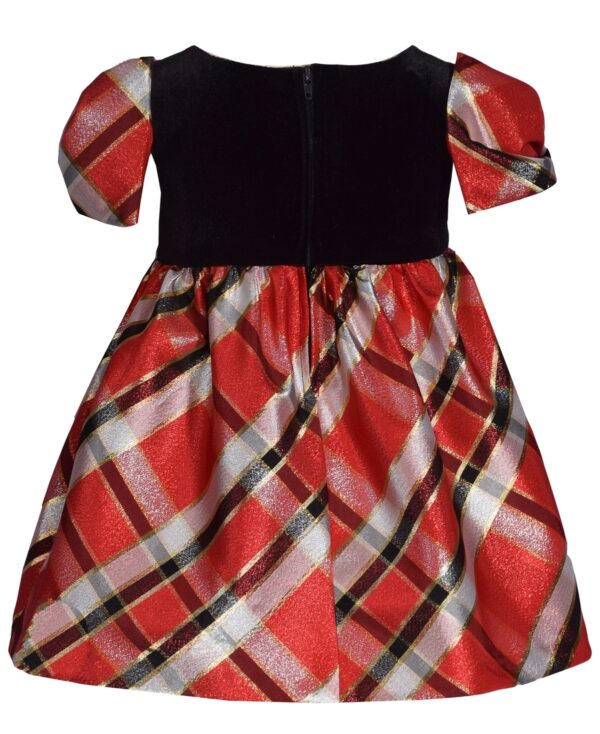Bonnie Baby Baby Girls Stretch Velvet to Taffeta Plaid Skirt Dress - Image 3