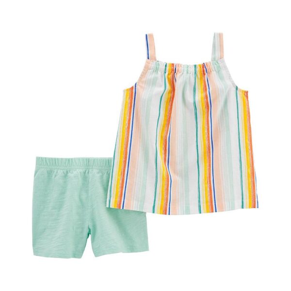Carter's Baby Girls Striped Linen Tank and Shorts (2-Piece Set)