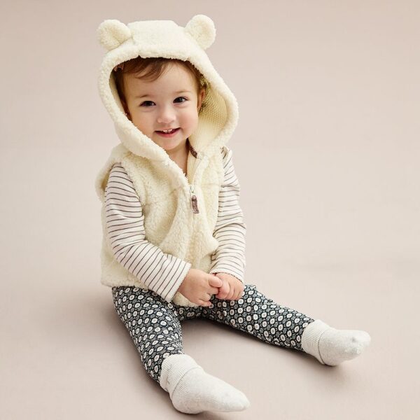 Carter's Baby Girls Top, Leggings, and Sherpa Hooded Vest Set - Image 2