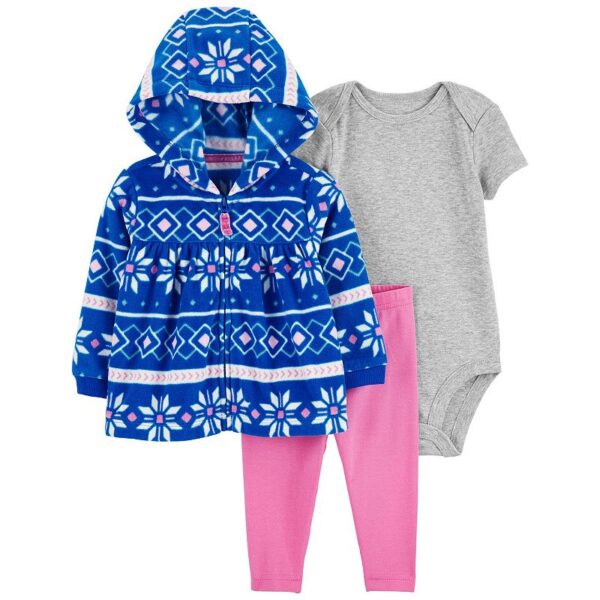 Carter's Baby Girls Fair Isle Hoodie, Bodysuit, and Pants Set