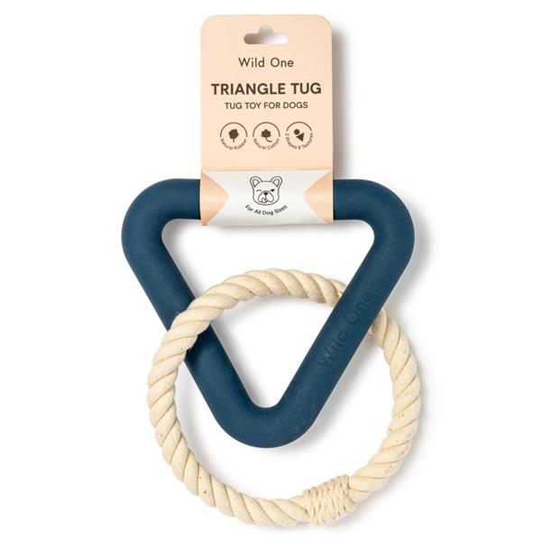 Wild One Navy Triangle Tug Dog Toy, Medium
