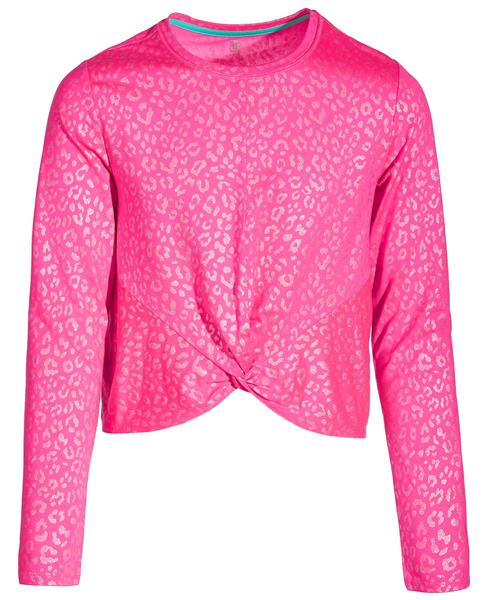 ID Ideology Big Girls Leopard-Print Twist Long-Sleeve T-Shirt